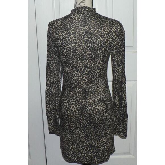 Abound Cozy Mock Neck Long Sleeve Knit Dress In Beige Layered Leopard Large - Picture 4 of 6